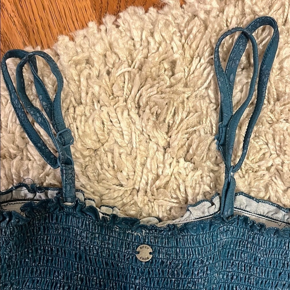 Roxy smocked teal Jumpsuit - Picture 4 of 5